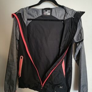 Under Armour Black & Gray Hooded Jacket with Pink Zippers
